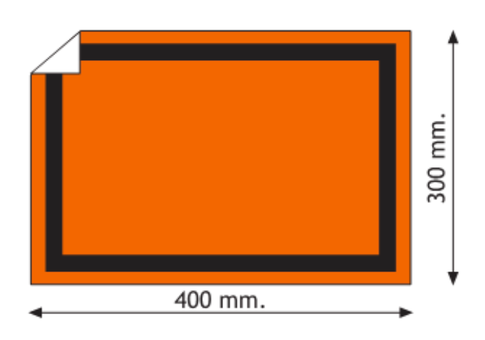 Detalle de panel naranja ADR adhesivo sin bandas