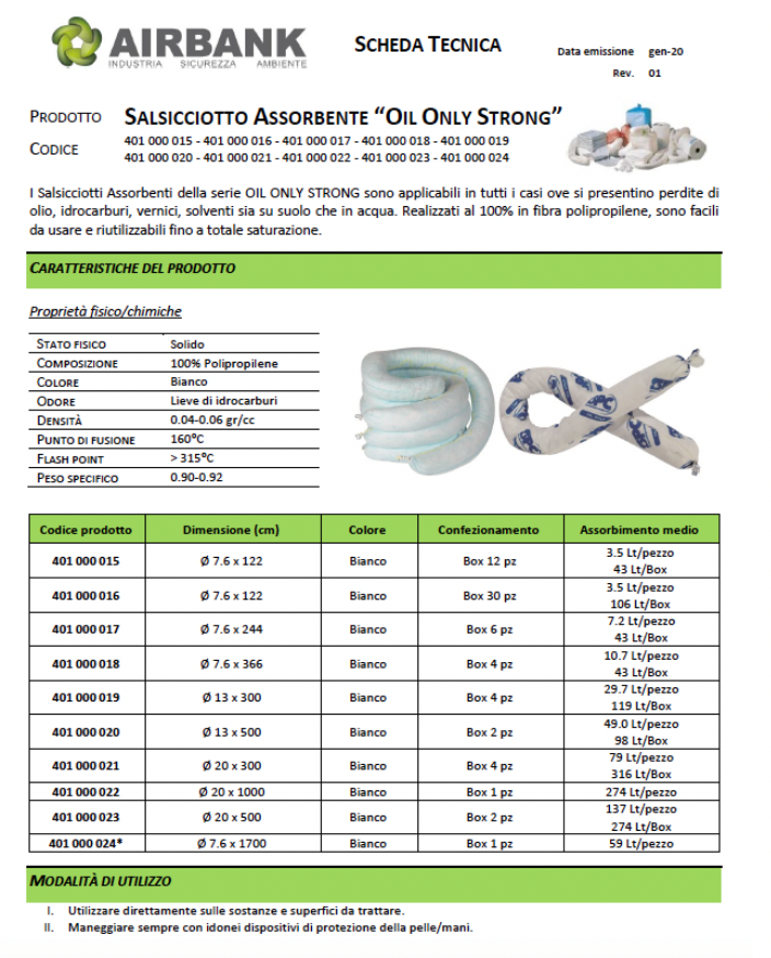 Hojas absorbentes para derrames de gasoil