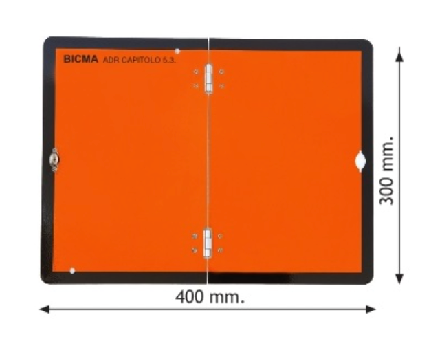 Panel naranja ADR plegable abierto