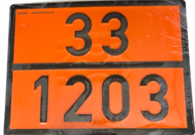 Panel naranja ADR 33/1203 para gasolina